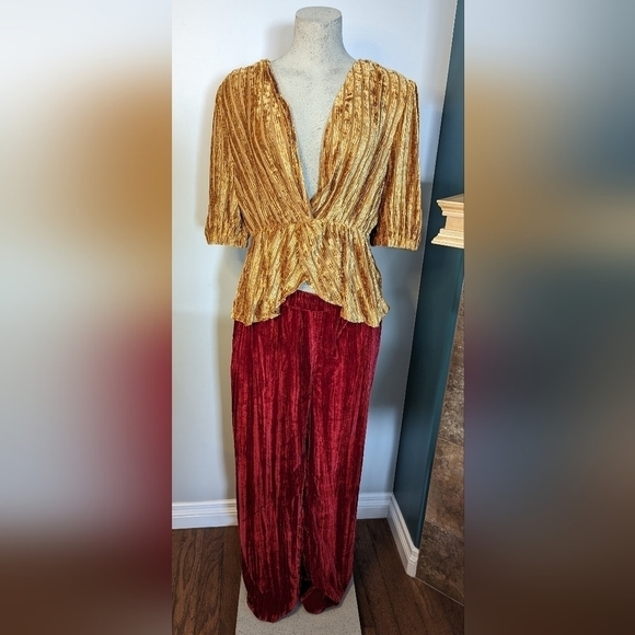 RED Velvet Wide leg slouch Boho pants, by COSTES rebel Europe. New, Sz X… - Picture 7 of 15